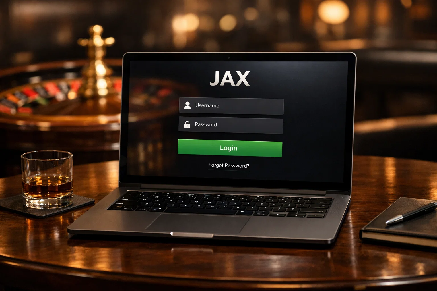User logging into Casino Jax, secure access